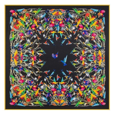 Luxe Dames Sjaal Faux Zijden Kolibrie Vogels 130x130cm - foto 2