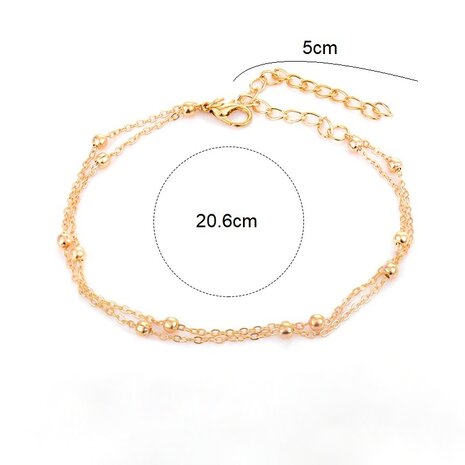 Multilayer enkelbandje gouden balletjes