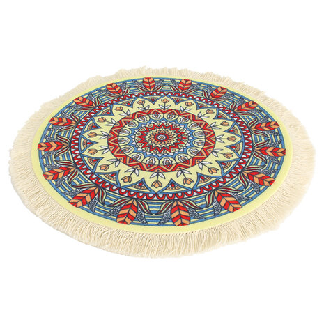 Flower Child Ronde Muismat met Kwastjes