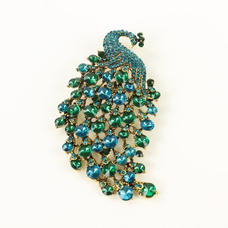 Set 3 Pauwen Broches met strass-steentjes - foto 4