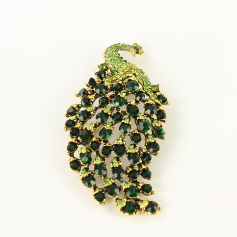 Set 3 Pauwen Broches met strass-steentjes - foto 2