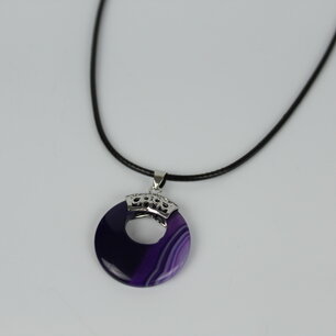 Paarse Aderen Agaat ronde holle Ketting