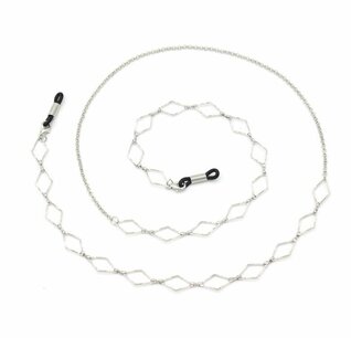 Brillenkoord hip Ibiza zilveren ruitjes Brillenkoord hip Ibiza zilveren ruitjes
