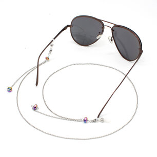 Brillenkoord hip Ibiza regenboog glaskralen Brillenkoord hip Ibiza regenboog glaskralen